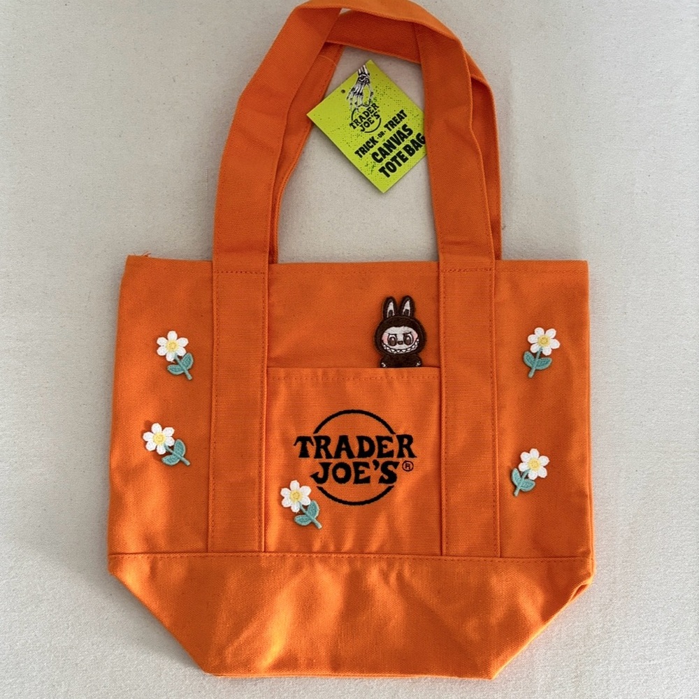 Trader Joe's Halloween Limited Edition Custom Mini Tote Bag Labubu Patch Tote